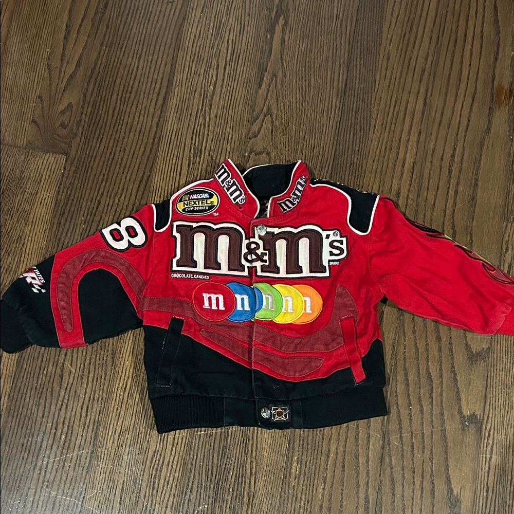 JH Design M&M’s NASCAR #38 Elliot Sadler racing Rare jacket red black 2 T
